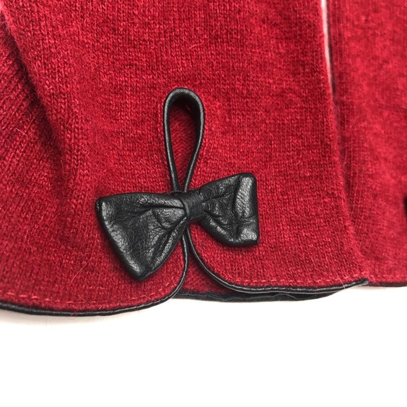 Talbots Red Bow Rabbit Wool Tech Touch Fall Gloves - Picture 6 of 14